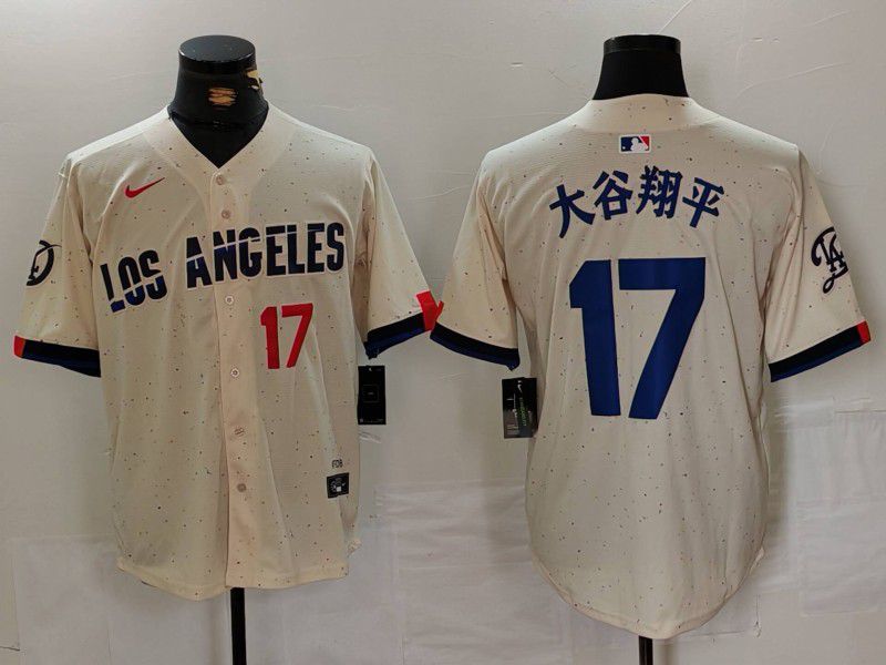 Men Los Angeles Dodgers 17 Ohtani Cream Fashion Nike Game MLB Jersey style 6292